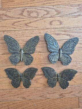 4 Gold Butterfly Plastic Wall Decor MCM 1968 Homco